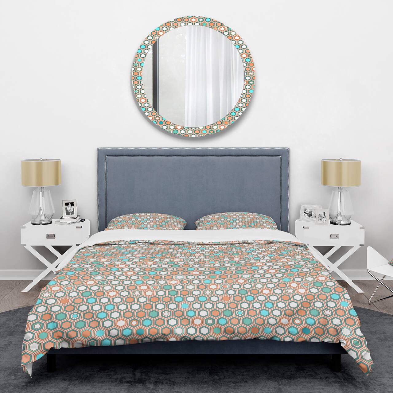 Designart 'Retro Hexagon Pattern III' Mid-Century Duvet Cover Set